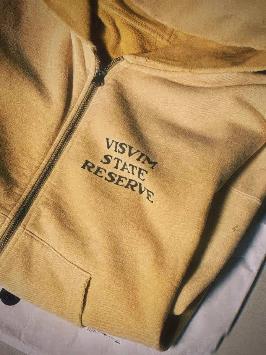 VISVIM FIL 24AW JUMBO HOODIE cotton washed distressed zipper sweatshirt