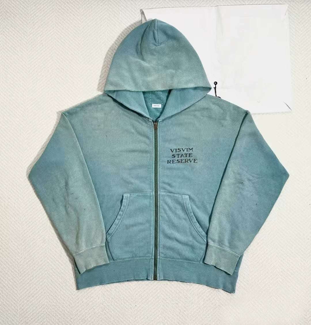 VISVIM FIL 24AW JUMBO HOODIE cotton washed distressed zipper sweatshirt