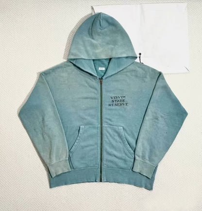 VISVIM FIL 24AW JUMBO HOODIE cotton washed distressed zipper sweatshirt