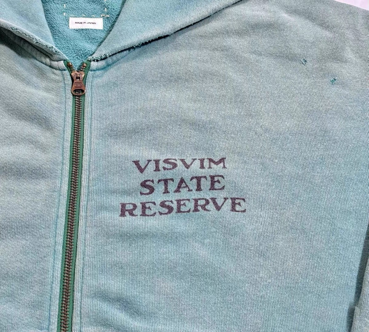 VISVIM FIL 24AW JUMBO HOODIE cotton washed distressed zipper sweatshirt