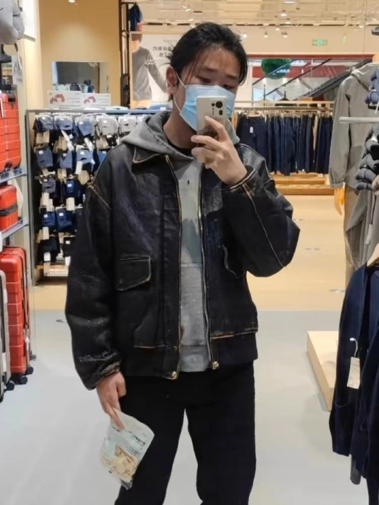 VISVIM FIL ELMENDORF Heavy distressed sheepskin a2 leather jacket