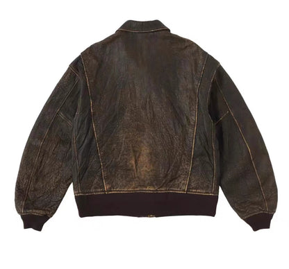 VISVIM FIL ELMENDORF Heavy distressed sheepskin a2 leather jacket