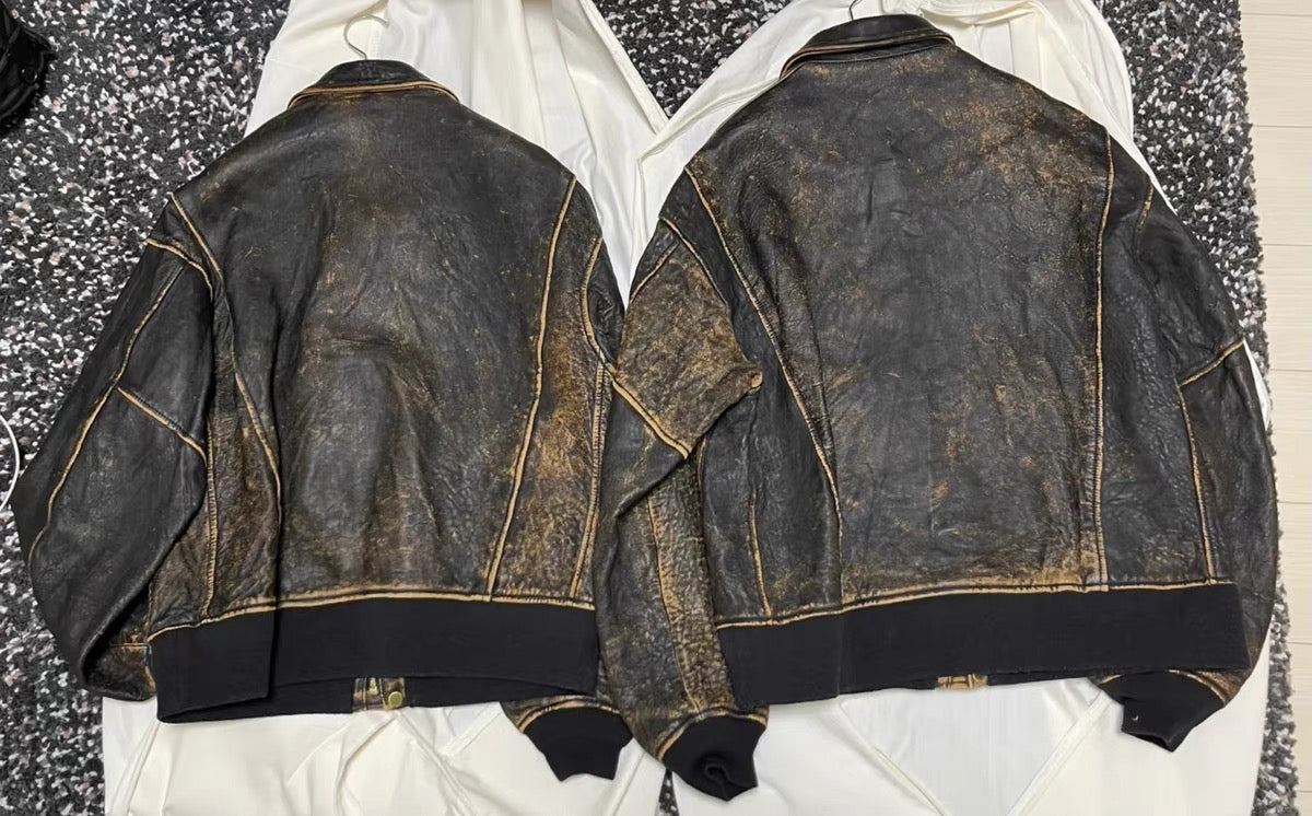 VISVIM FIL ELMENDORF Heavy distressed sheepskin a2 leather jacket
