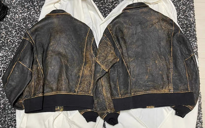 VISVIM FIL ELMENDORF Heavy distressed sheepskin a2 leather jacket