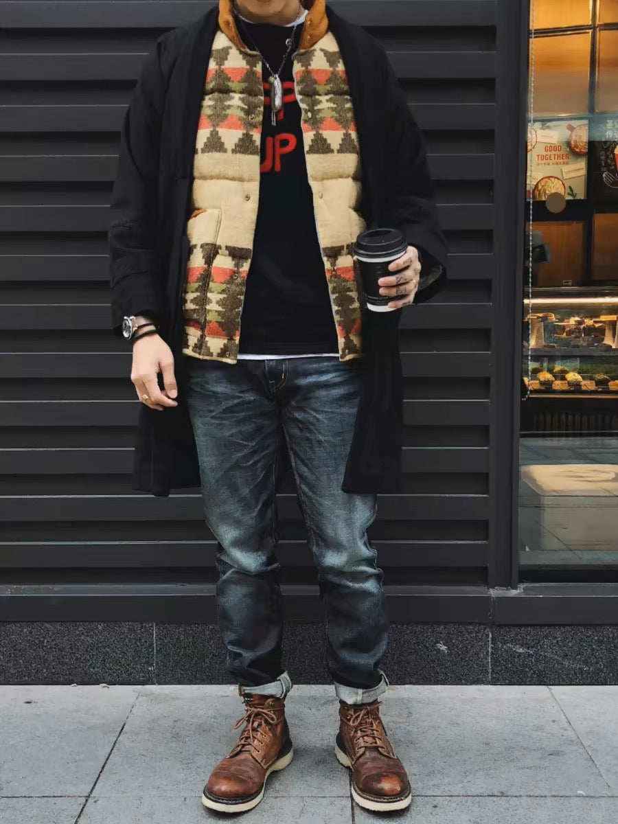 VISVIM FIL INSULATOR DOWN VEST mud-dyed washed carpet down vest