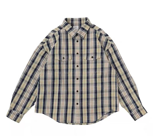 VISVIM FIL 22SS PIONEER CHECK Check Washed Shirt Indigo Dyed Cotton and Linen Shirt