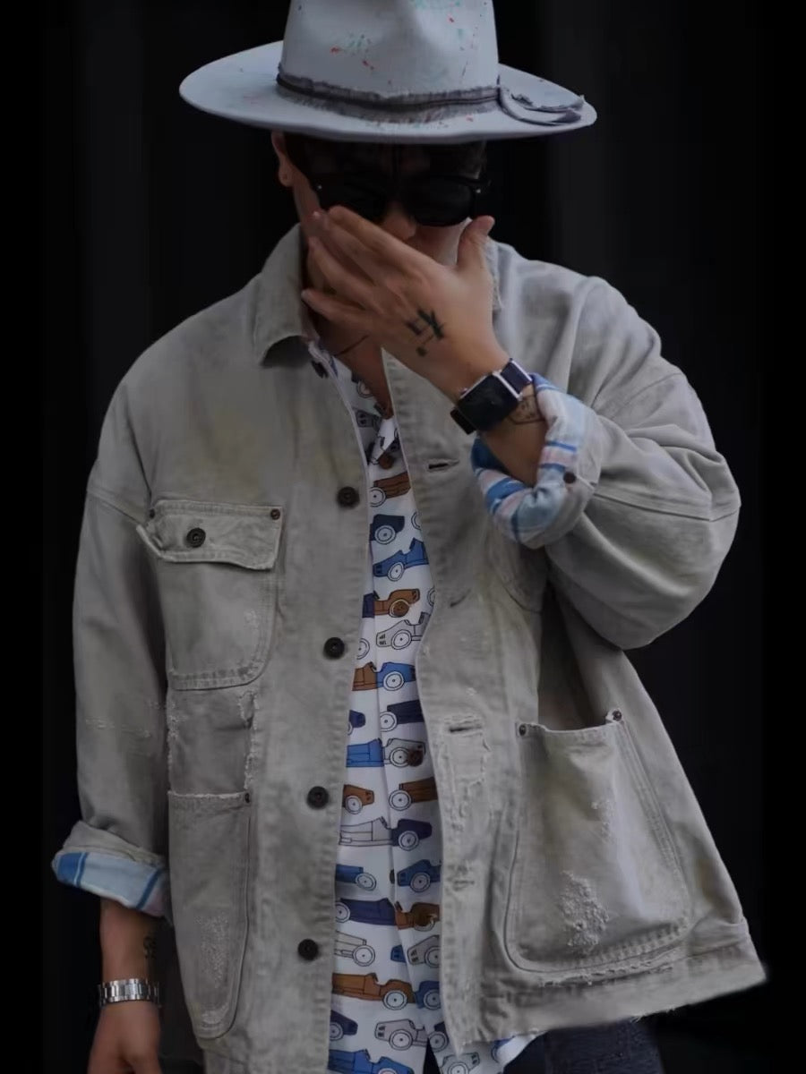 VISVIM FIL MACRAY heavy washed damaged old oily thickened jacket