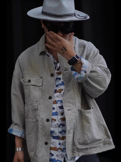 VISVIM FIL MACRAY heavy washed damaged old oily thickened jacket