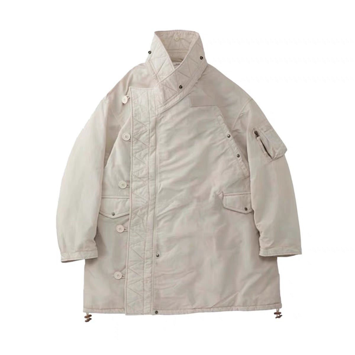 VISVIM FIL Khampa Valdez mud-dyed washed Tibetan robe fur collar trench coat