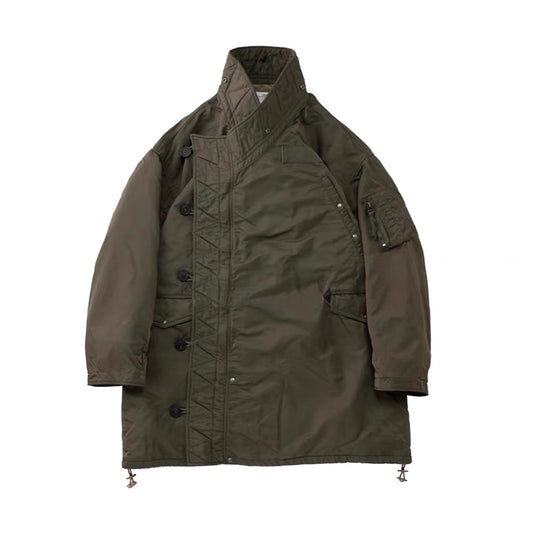 VISVIM FIL Khampa Valdez mud-dyed washed Tibetan robe fur collar trench coat