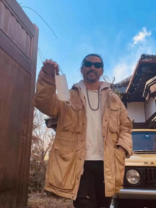 VISVIM FIL KRUPA Field mud-dyed down and white goose down multi-pocket coat