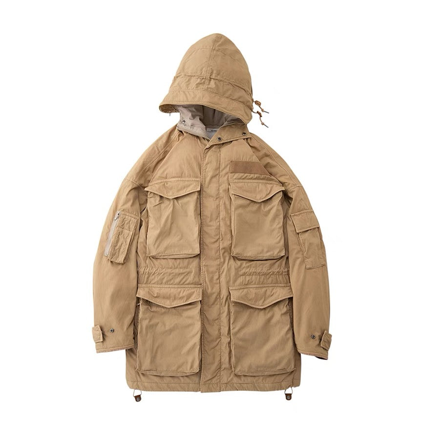 VISVIM FIL KRUPA Field mud-dyed down and white goose down multi-pocket coat
