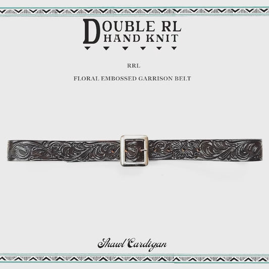 RL EMBOSSED GARRISON BELT vintage carved leather belt