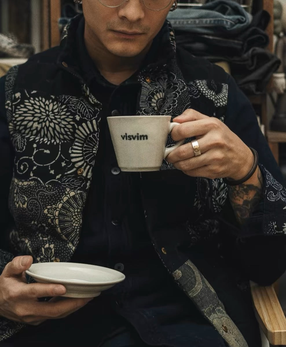 VISVIM KOFU ICT BLACK ELK Indigo-dyed ancient cloth shirt with floral flannel