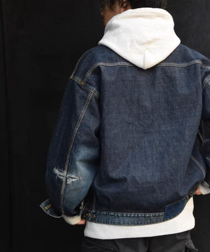 Visvim kofu 101XX JKT DMGD destroyed washed mud dyed denim jacket