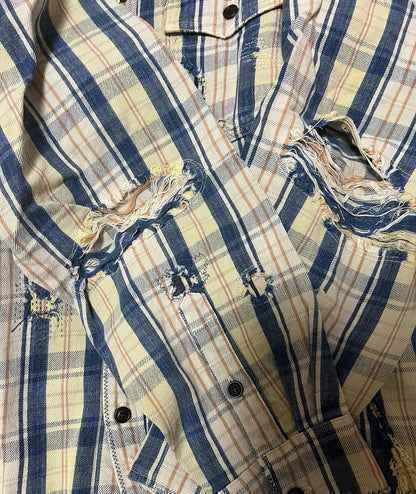 VISVIM FIL 22SS PIONEER CRASH Destruction check shirt Nakamura washed patch shirt