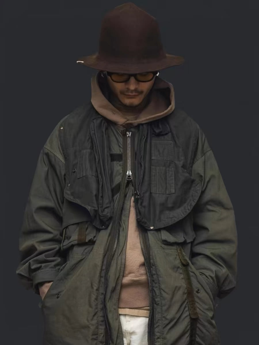 VISVIM FIL PARATROOPER COAT washed mud-dyed paratrooper coat