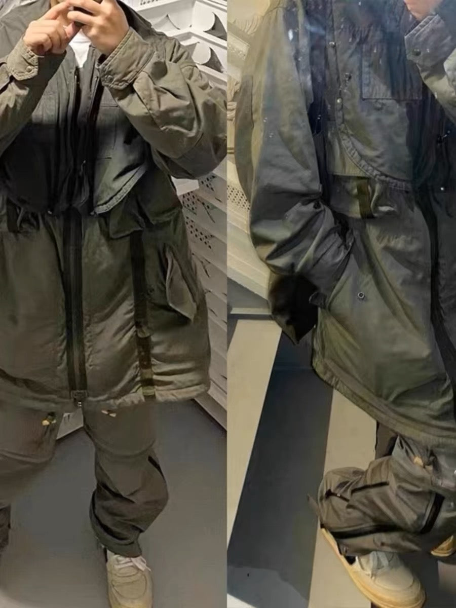 VISVIM FIL PARATROOPER COAT washed mud-dyed paratrooper coat