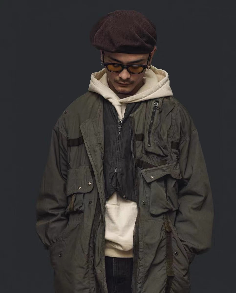 VISVIM FIL PARATROOPER COAT washed mud-dyed paratrooper coat