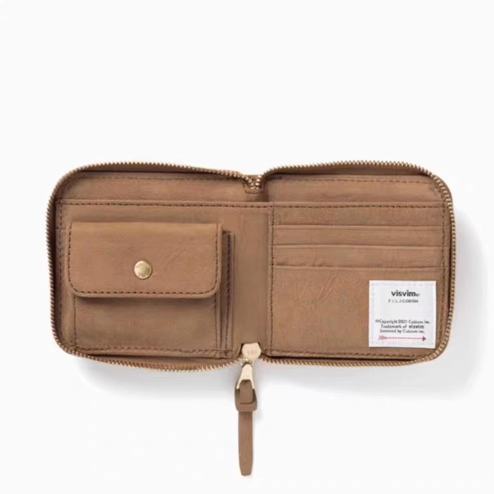 VISVIM SUEDE BI-FOLD Japanese retro sheepskin coin purse card holder