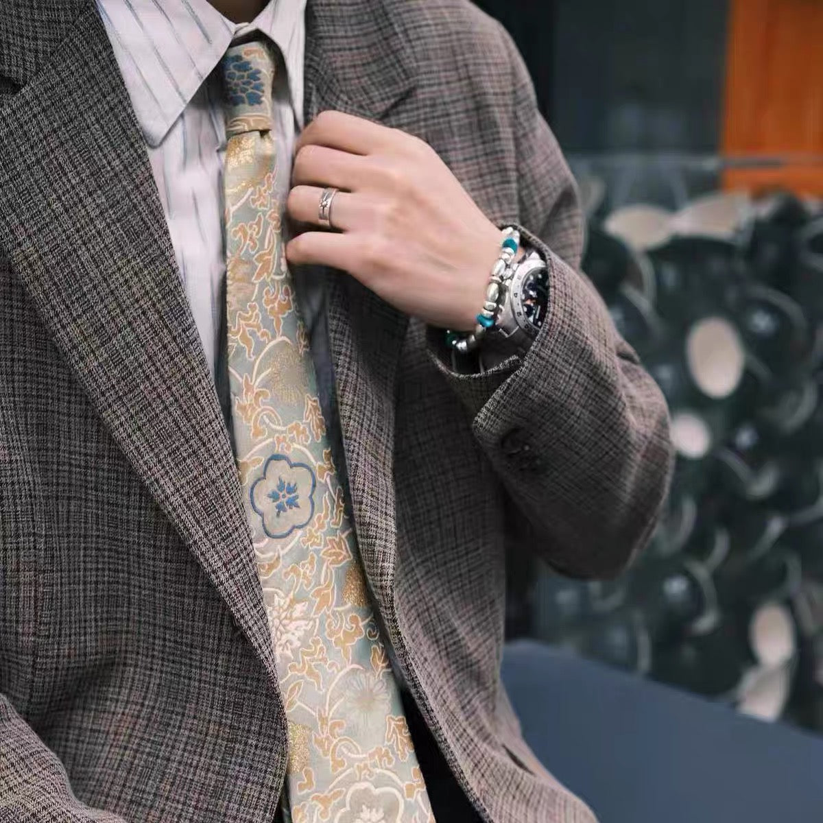 VISVIM SILK TIE JACQUARD 23AW Japanese retro floral tie