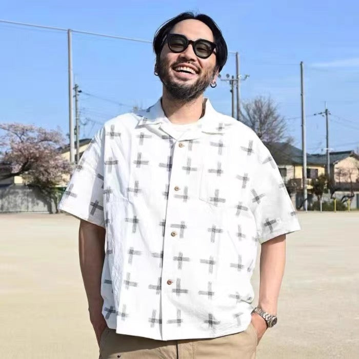 VISVIM WALLIS SHIRT KASURI Cross short-sleeved shirt Nakamura same style