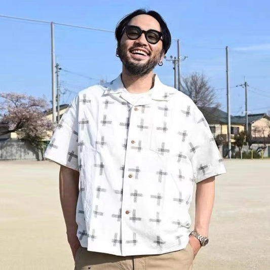 VISVIM WALLIS SHIRT KASURI Cross short-sleeved shirt Nakamura same style