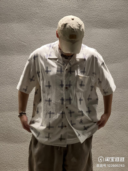 VISVIM WALLIS SHIRT KASURI Cross short-sleeved shirt Nakamura same style