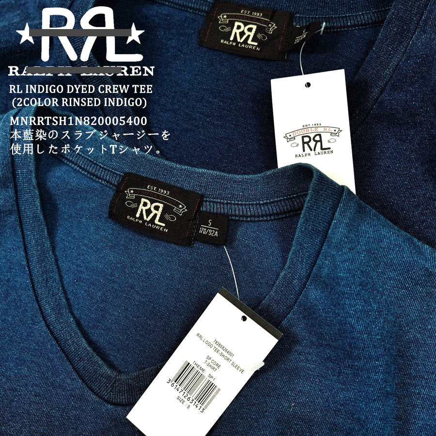 RL American cotton vintage indigo dyed short sleeve INDIGO TEE