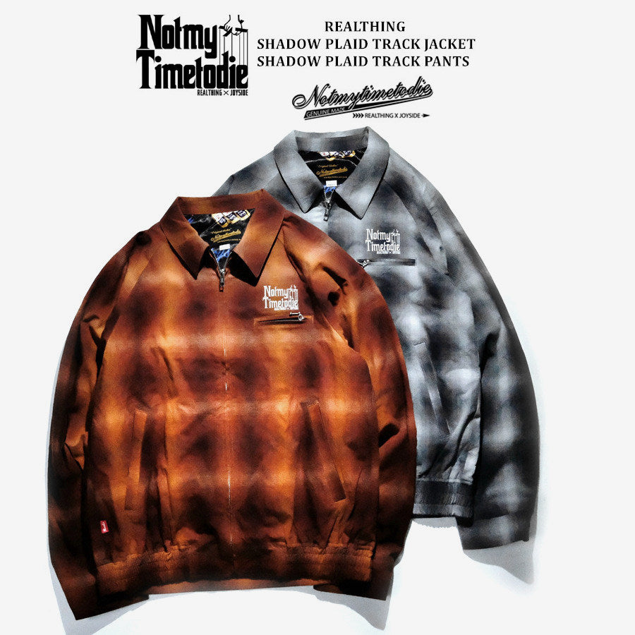 REALTHING SHADOW PLAID TRACK Retro Sports Jacket