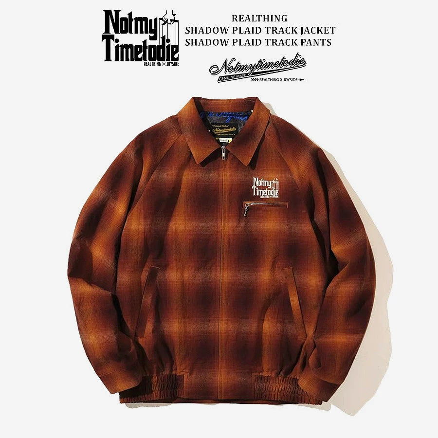REALTHING SHADOW PLAID TRACK Retro Sports Jacket