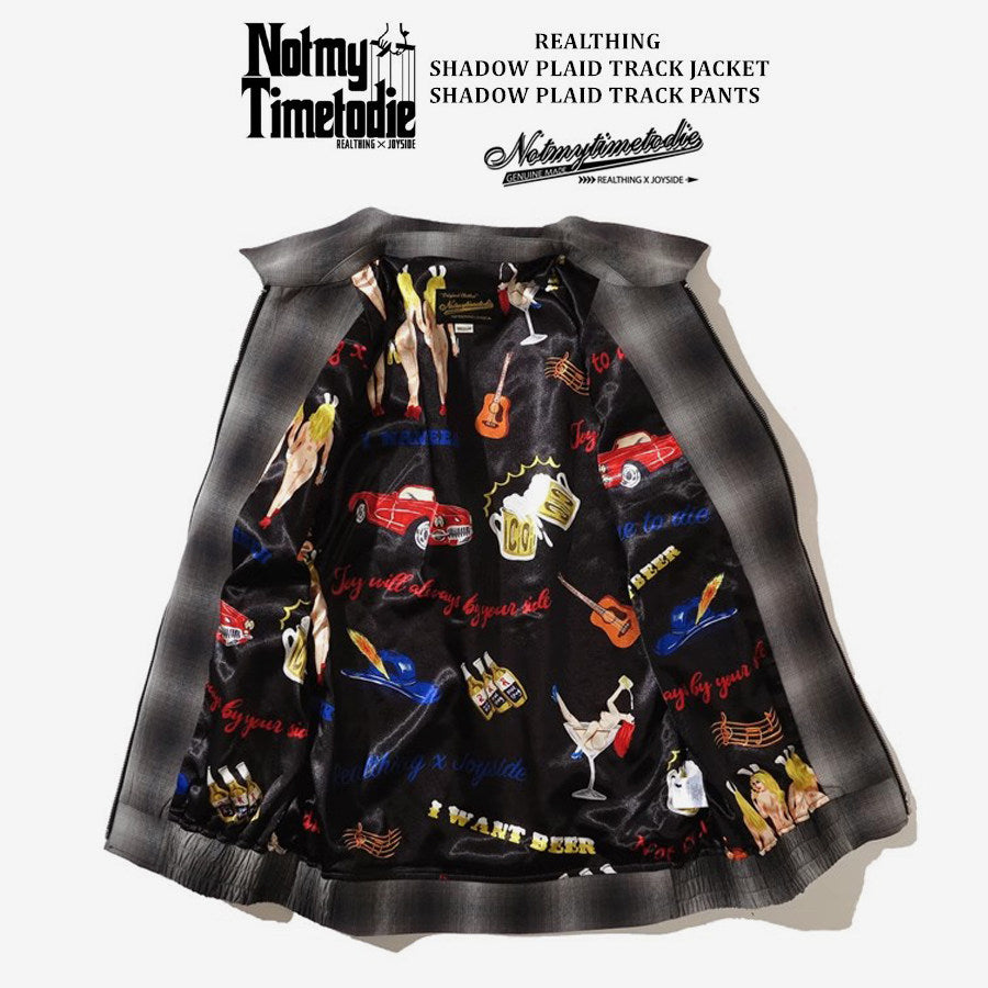 REALTHING SHADOW PLAID TRACK Retro Sports Jacket