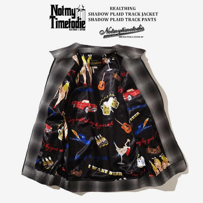 REALTHING SHADOW PLAID TRACK Retro Sports Jacket