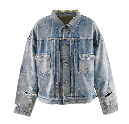 St_Michael x BBJ vintage distressed washed denim jacket