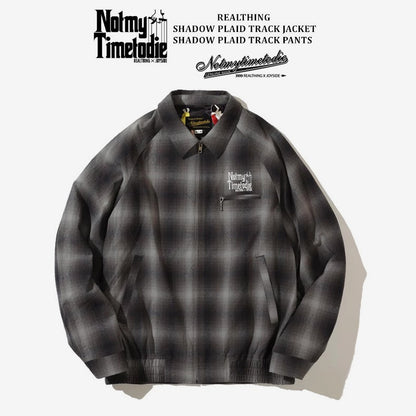 REALTHING SHADOW PLAID TRACK Retro Sports Jacket