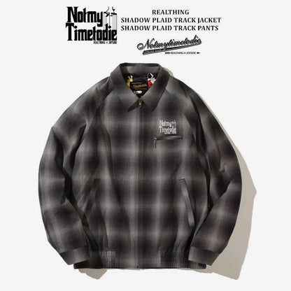 REALTHING SHADOW PLAID TRACK Retro Sports Jacket